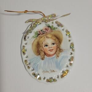 Victorian Girl "Happy Holidays" Ceramic Vintage Christmas Ornament 2003